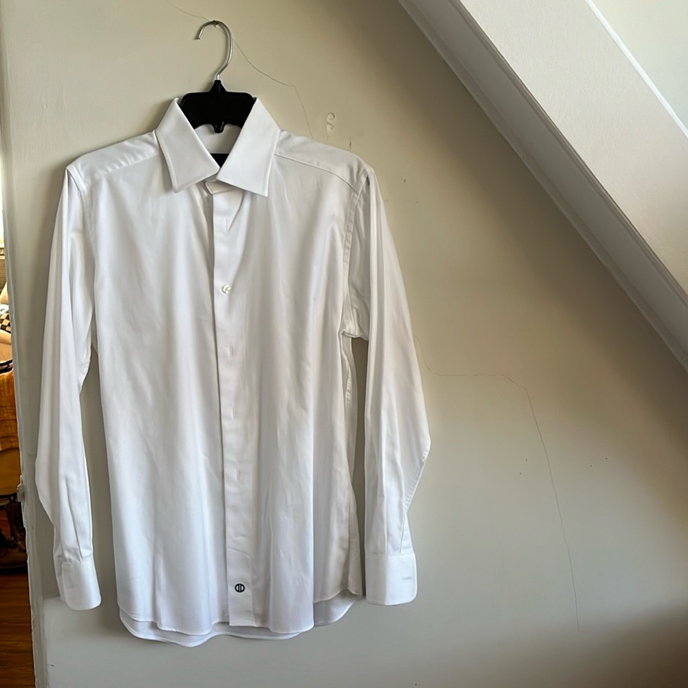 David Donahue Trim Fit Cotton Oxford Dress Shirt